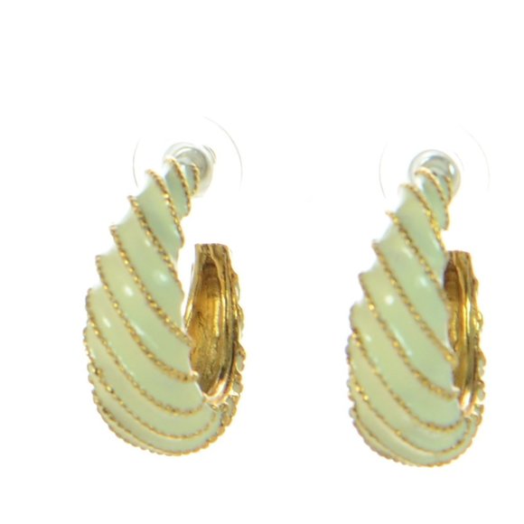 JENNIFER BEHR Chaya gold-tone enamel earrings | NET-A-PORTER Jennifer Behr Ivory Enamel Hoop Earrings
